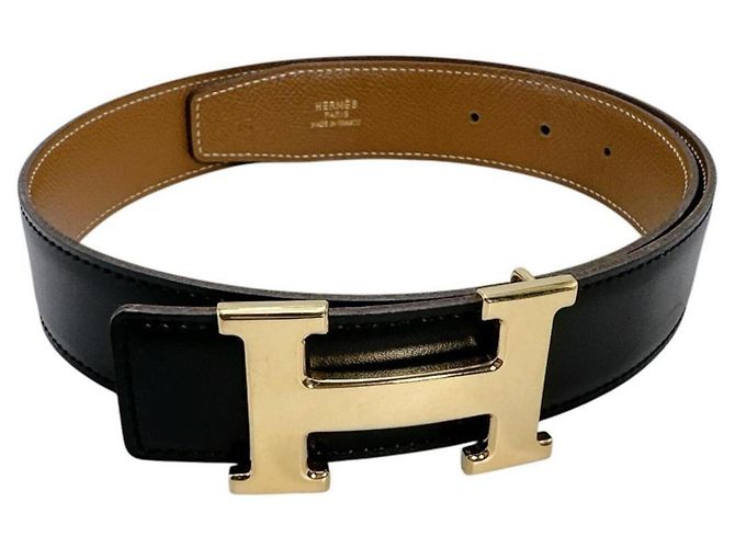 Hermès Cinto reversível Hermes Constance H em couro Marrom Preto