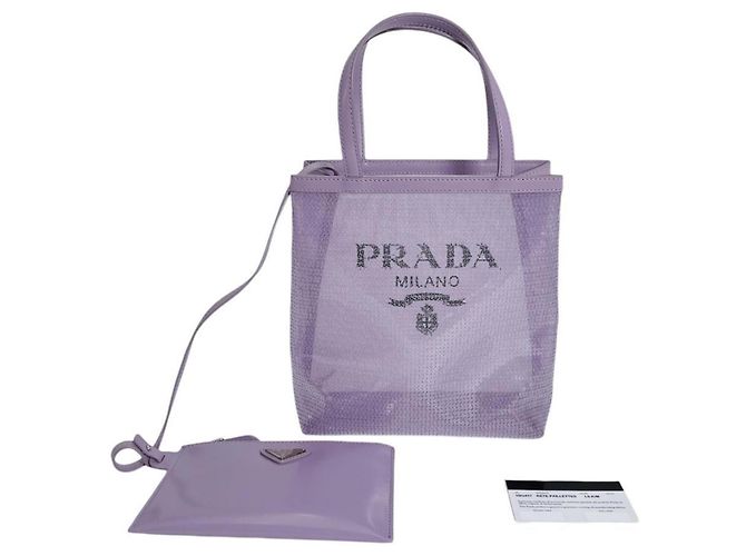 Bolsa Tote Prada Purple Spangled Roxo