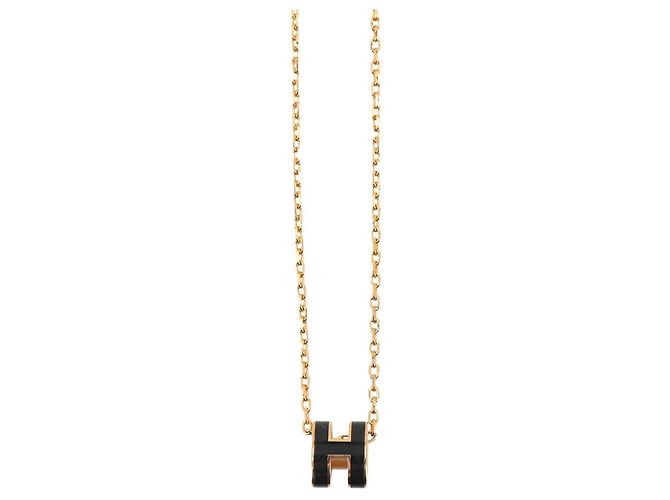 Hermès Collar Hermes Mini Pop H Negro Dorado