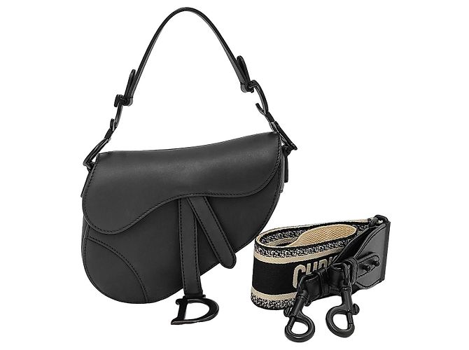 Mini bolsa Saddle em couro Christian Dior Preto
