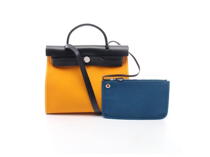 Hermès Bolso Hermes Herbag Zip PM Amarillo Azul marino