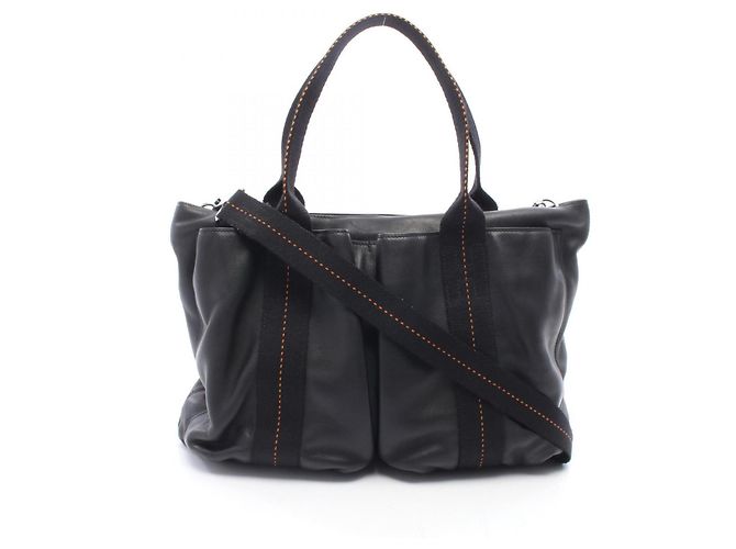 Hermès 2-Way Handtasche Hermes Caravan Horizontal MM Schwarz