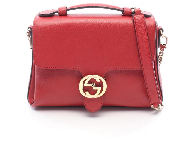 Borsa 2-Way Gucci Interlocking G in pelle rossa Rosso