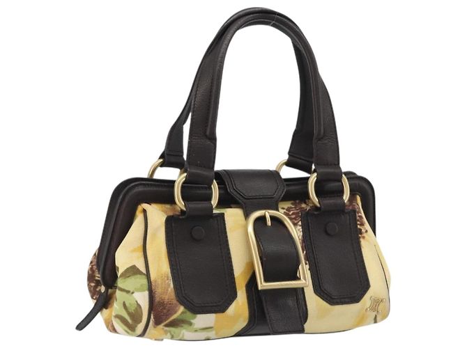 Céline Bolsa CELINE em lona, dourada, autêntica 192711A Amarelo