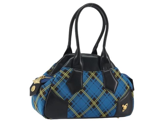 Borsa Vivienne Westwood in tela blu e oro Auth 194607A D'oro