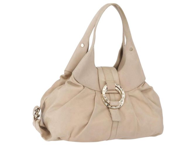 Bulgari Sac cabas BVLGARI Chandra en cuir beige or Auth BA14122