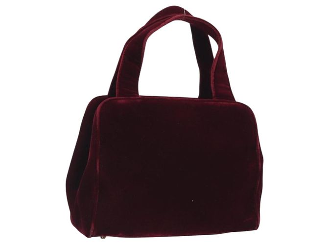 PRADA Handtasche Samt Rot Silber Authentisch bs36290