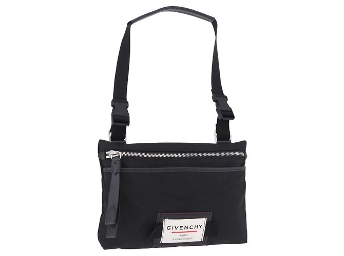 Borsa a Spalla GIVENCHY Nylon Nero Argento Auth ar14128A 