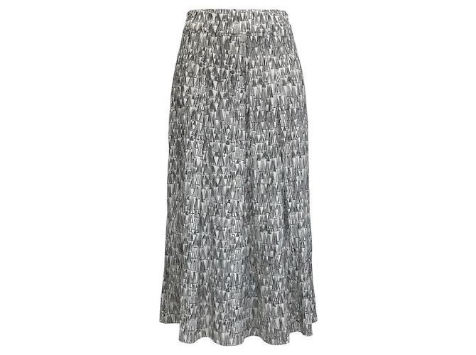 Falda midi de algodón estampado Akris Blanco / Negro