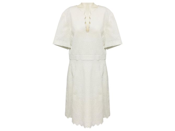 Vestido de jacquard con bordes festoneados Bailey blanco Tory Burch