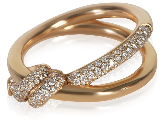 Anel de Nó de Duas Fileiras em Ouro Rosa e Diamantes Tiffany & Co.