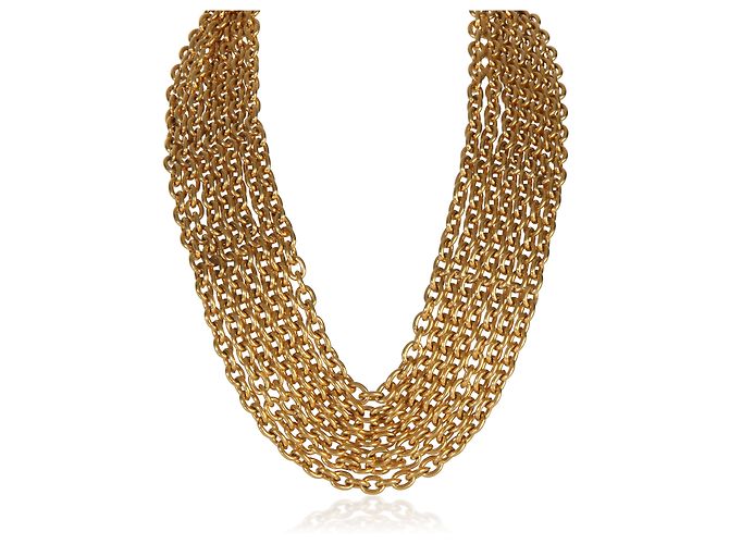 Gabrielle Collar Chanel Vintage Matelasse de varias vueltas chapado en oro
