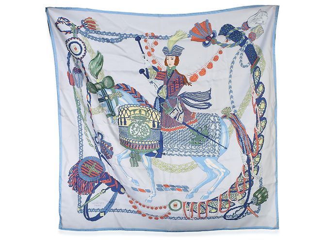 Hermès Seidentuch Bleu Ciel Le Timbalier 90