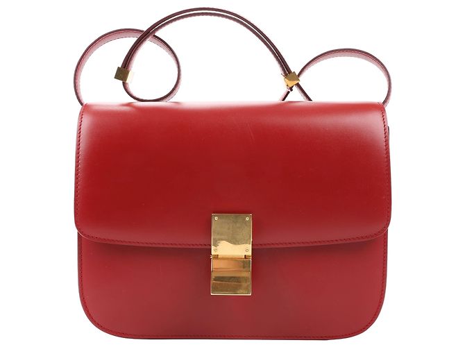 Céline Borsa a tracolla CELINE Classic Box Medium in pelle rossa Rosso