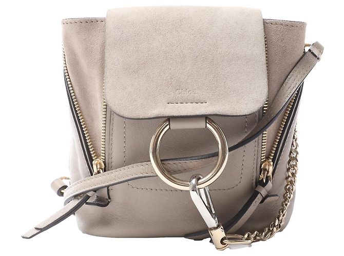 Chloé Chloe Faye Leather x Suede Backpack in Beige