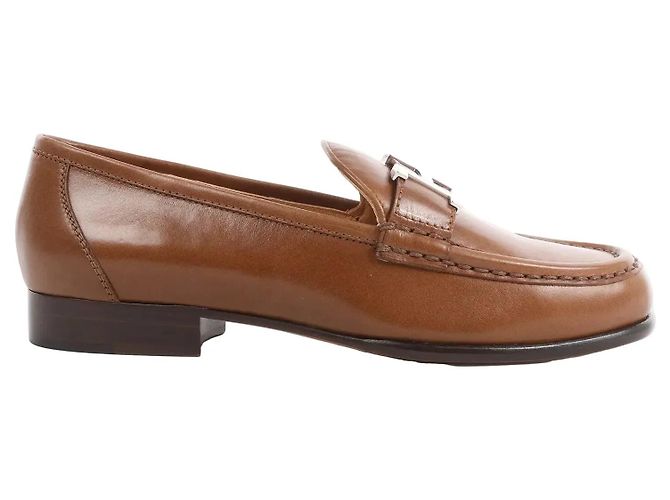 Hermès Mocassin en cuir HERMES Constance, Marron, Taille 36 EU
