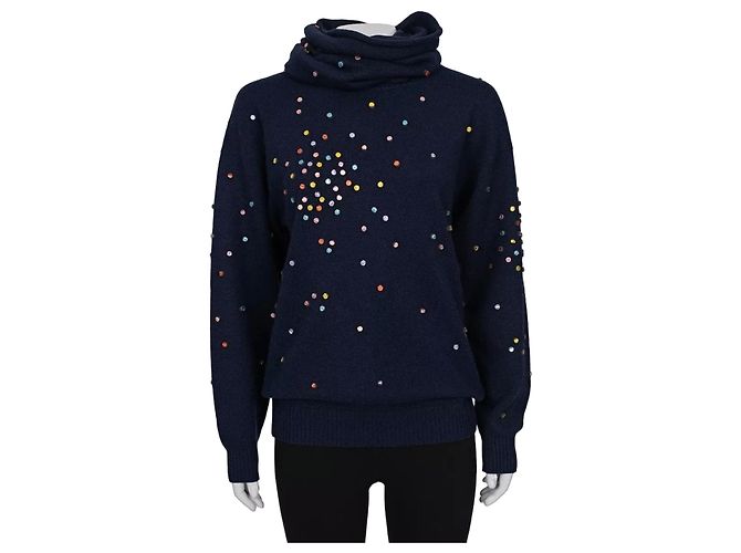 Timeless Luxuriöser blauer Kaschmir-Pullover Chanel 2014 Gr. 36 Gebraucht