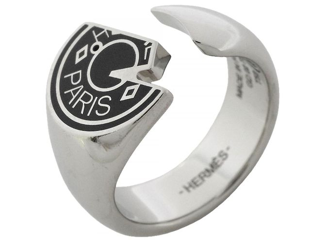 Hermès Hermes Carousel Band Ring Black Silvery