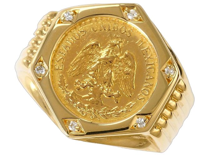 Autre Marque 18K Gelbgold-Ring mit Diamant Golden