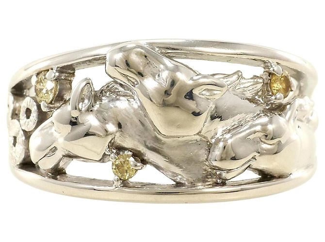 Autre Marque 18K Weißgold-Ring mit gelbem Diamanten Golden
