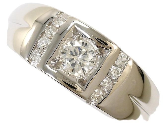 Autre Marque Anello a fascia in platino e diamanti 