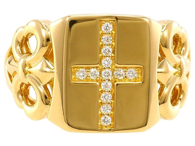 Autre Marque 18K Gelbgold-Ring mit Diamanten Golden
