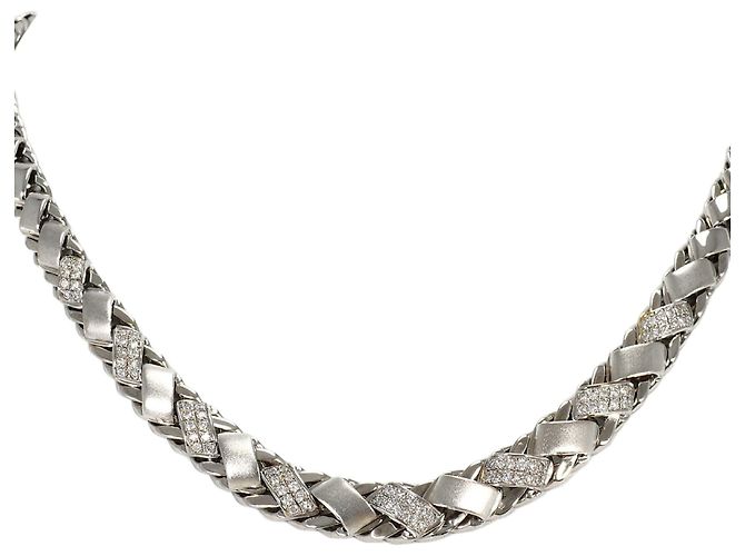Autre Marque Colar de ouro branco 18K e diamantes Dourado