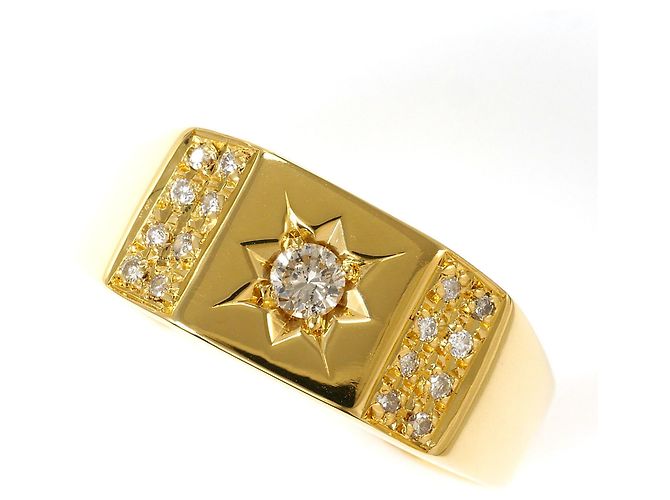 Autre Marque 18K Gelbgold-Ring mit Diamant Golden