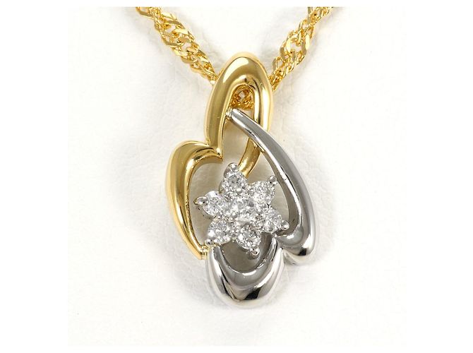 Autre Marque Collana in oro giallo 18K e platino con diamante D'oro