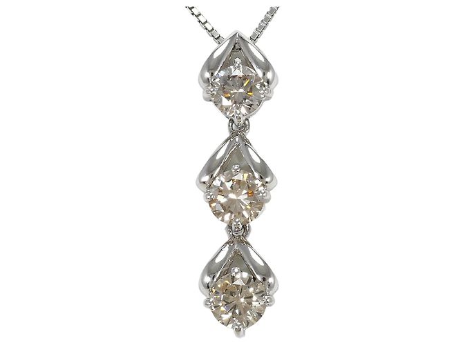 Autre Marque Platin-Halskette mit braunem Diamanten