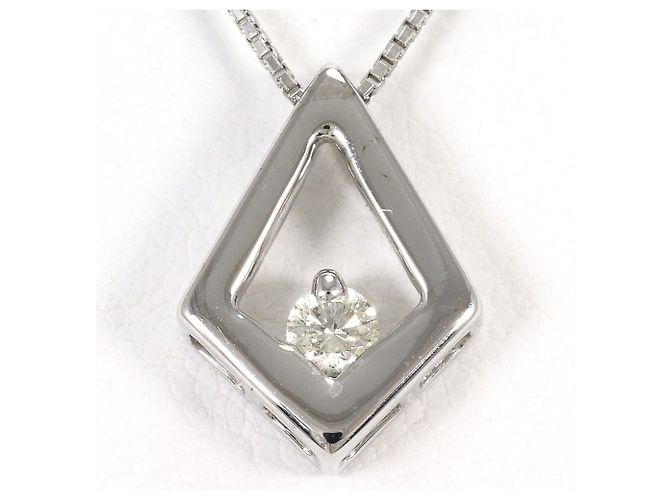 Autre Marque Collar de oro blanco de 18K con diamante Dorado