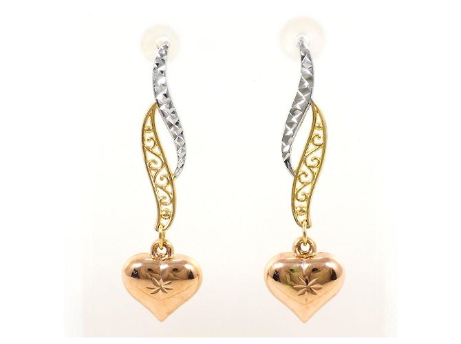 Autre Marque Eleganti orecchini pendenti in oro 14K D'oro