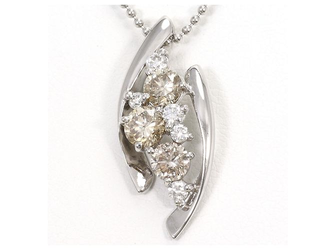 Autre Marque Elegante collar de oro blanco de 18K con diamantes marrones Castaño Dorado