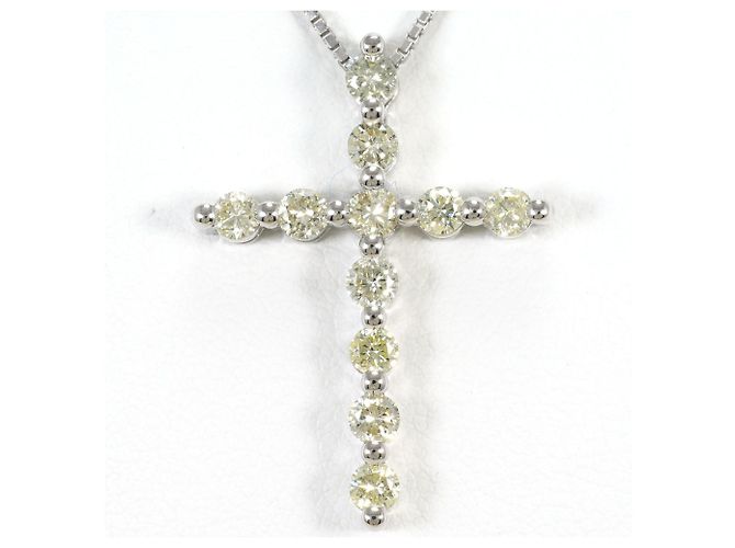 Autre Marque Collar de oro blanco de 18K con diamante amarillo Dorado