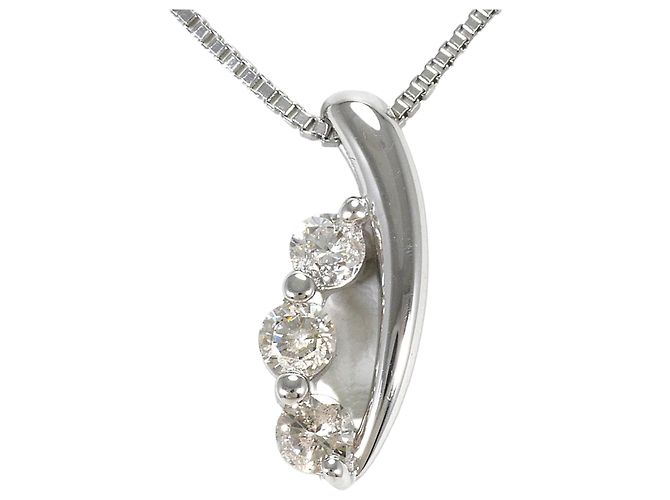 Autre Marque Colar com pingente de ouro branco 18K e diamantes Dourado
