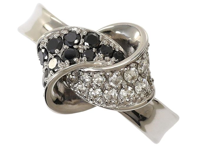 Autre Marque 18K Weißgold-Ring mit schwarzem Diamanten Golden