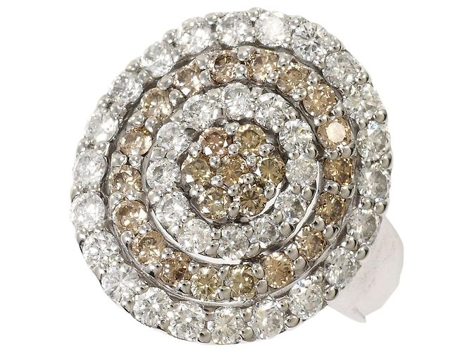 Autre Marque 18K Weißgold-Ring mit braunem Diamanten Golden