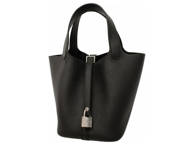 Hermès Borsa Hermes Picotin Lock PM in pelle Taurillon Clemence nera Nero