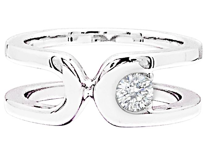 Bague Dinh Van "Maillon" or blanc, diamant.
