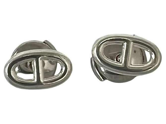 Hermès Pendientes de botón en plata Hermes Chaine d'Ancre
