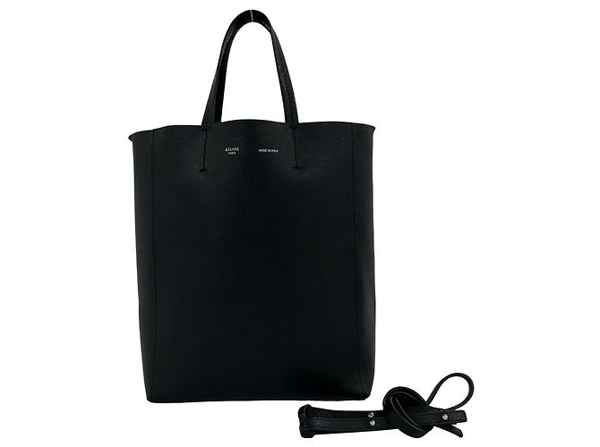 Céline Celine Vertical Cabas Small Leather 2-Way Shoulder Bag Black