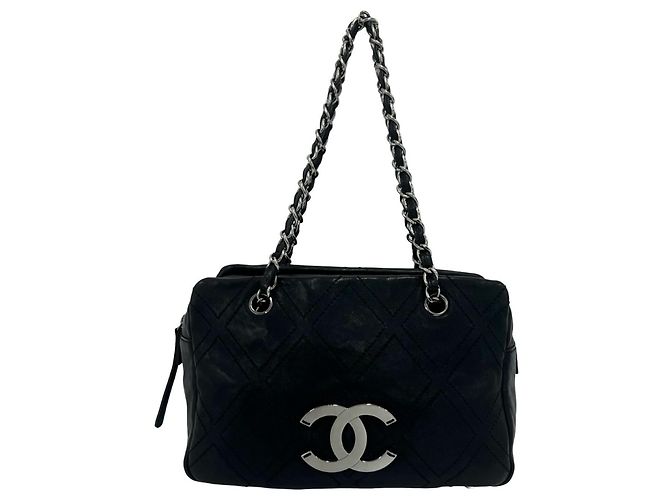 Borsa a tracolla tote Chanel Coco Mark in pelle di vitello Nero
