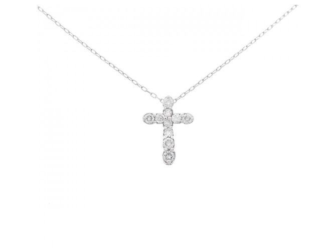 Autre Marque Platin-Diamant-Halskette Silber