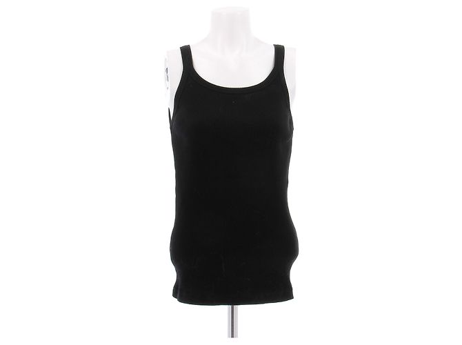 Top de alças preto de algodão Gucci
