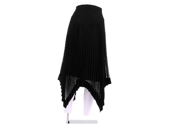 Saia plissada preta de viscose Zimmermann Preto