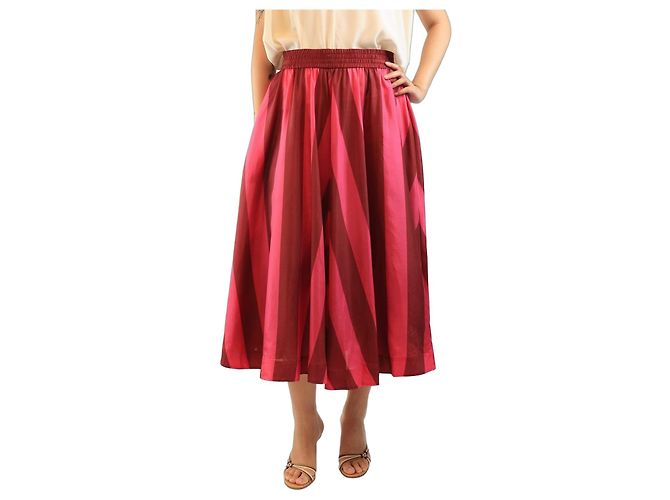 Zimmermann Midi-Rock aus Seide mit Chevron-Print in Rosa und Burgund - Größe UK 12 Pink