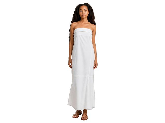 Autre Marque Hodakova Vestido maxi palabra de honor de algodón blanco desconstruido