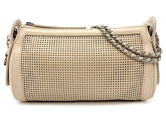 Borsa a tracolla Chanel Perforated Pulley Chain Beige