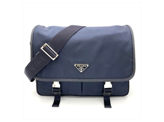 Borsa a tracolla con logo Prada Blu navy