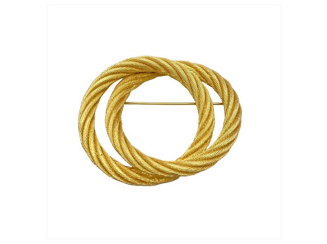 Broche Double Circle Christian Dior Dourado